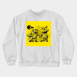 cadejo hound infernal dogs ecopop in mayan pattern art Crewneck Sweatshirt